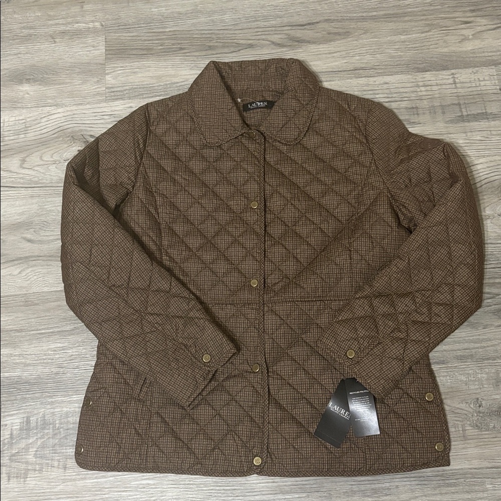 Lauren Ralph Lauren Quilted San Brown Mini Check Jacket NWT - Picture 15 of 15